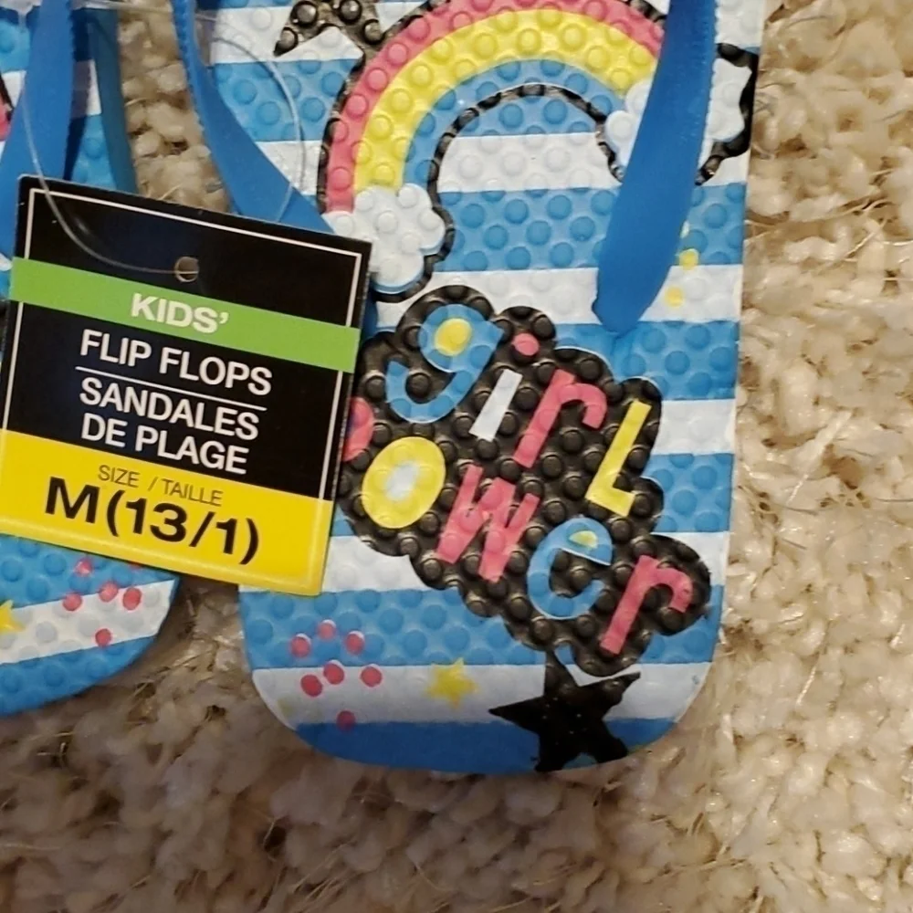 Girl power  girls flip flops. Size 13/1